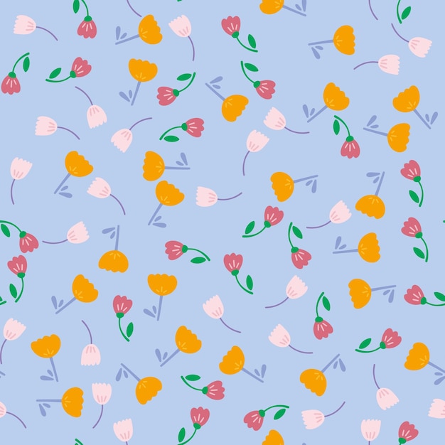 Flowers seamless pattern Scandinavian style background