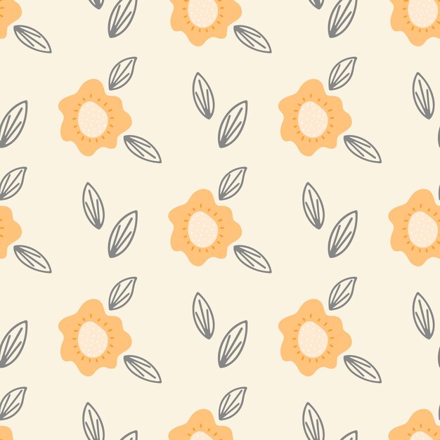 Vector flowers seamless pattern scandinavian style background