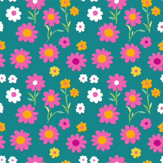 Flowers seamless pattern vector template