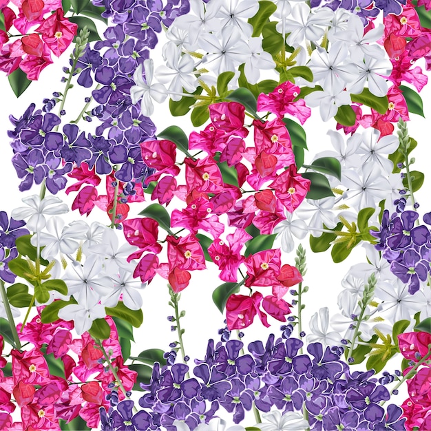 Vector flowers seamless pattern