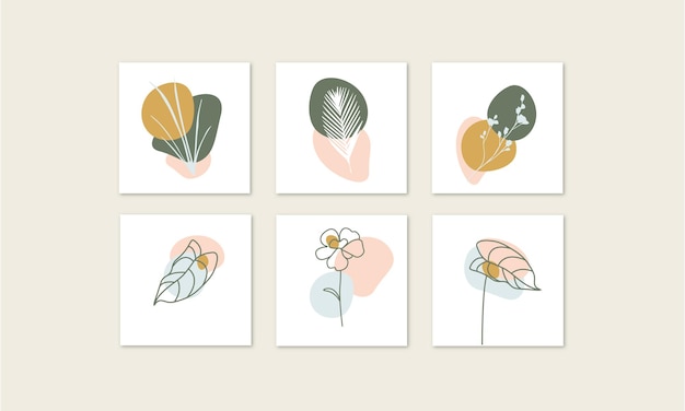 Flowers set. Plants line icons. Logos