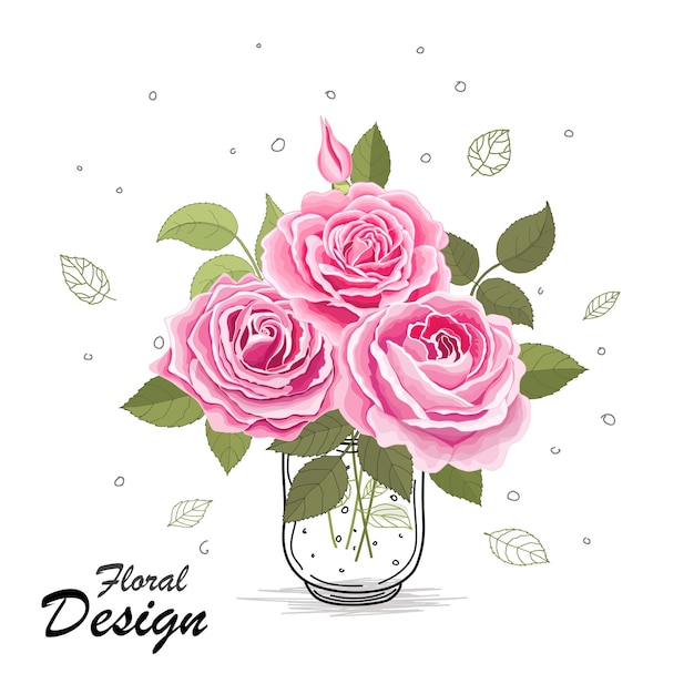 Flowers set The rose elegant card Vector illustration