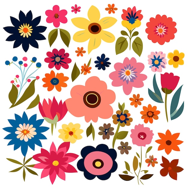 Vector flowers set stickers collection