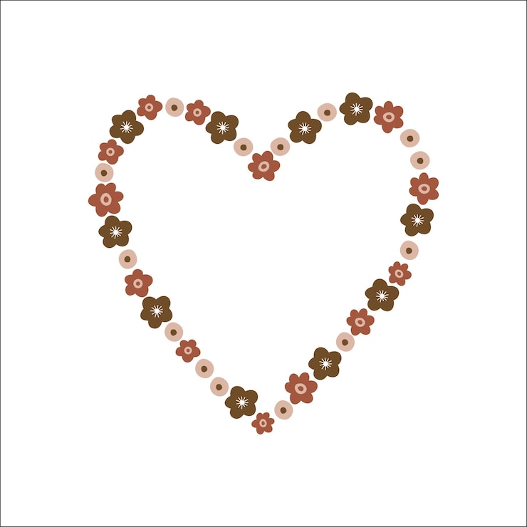 Vector flowers shaping hearts romantic frame vectors