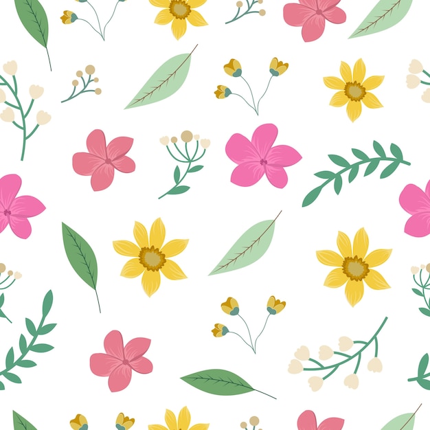 flowers spring collection seamless pattern