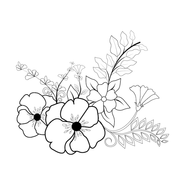 flowers stem botanical vector in illustration on white background