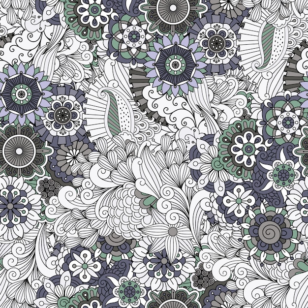 Flowers and swirls decorative pattern