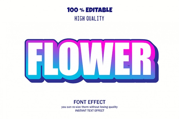花のテキスト、編集可能なフォント効果