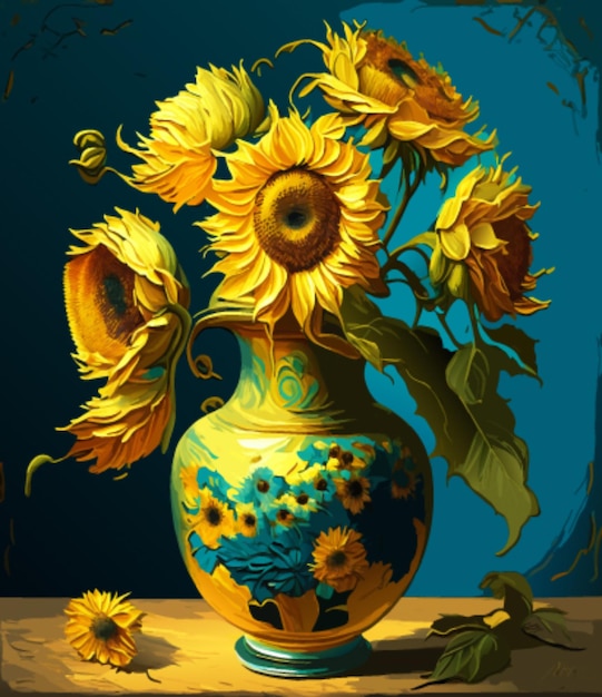 Flowers in vase painting illustration