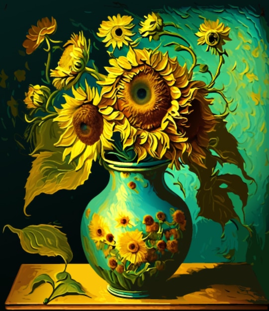 Flowers in vase painting illustration