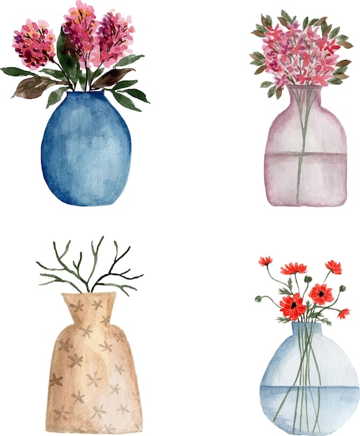 Flowers in vase set 1