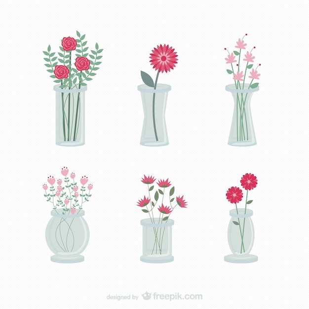 Vector flowers in vases