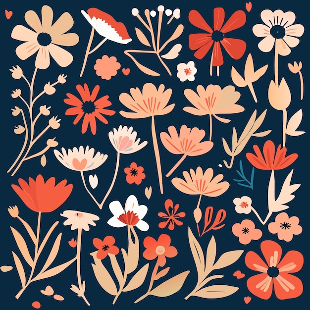 Flowers in Vector Artistic Illustrations