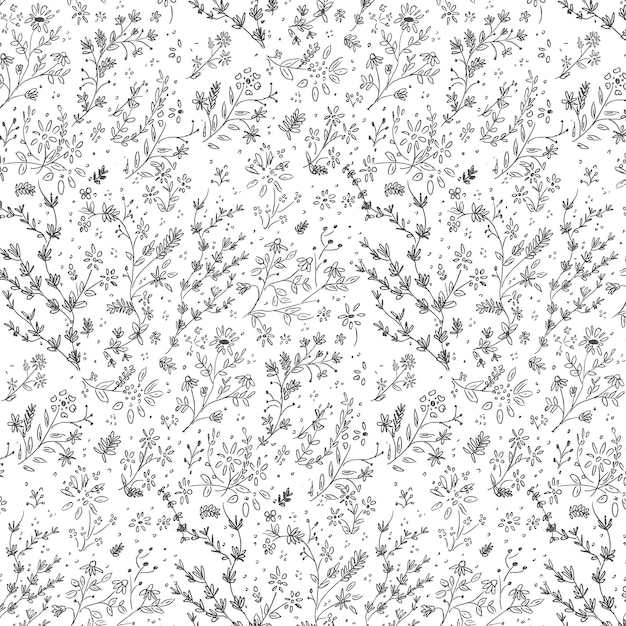 Flowers vector hand drawn pattern