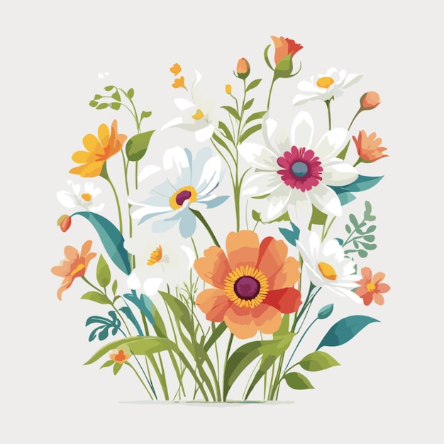 Flowers vector on white background