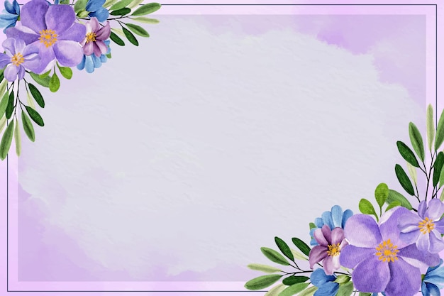 Vector flowers watercolor frame.