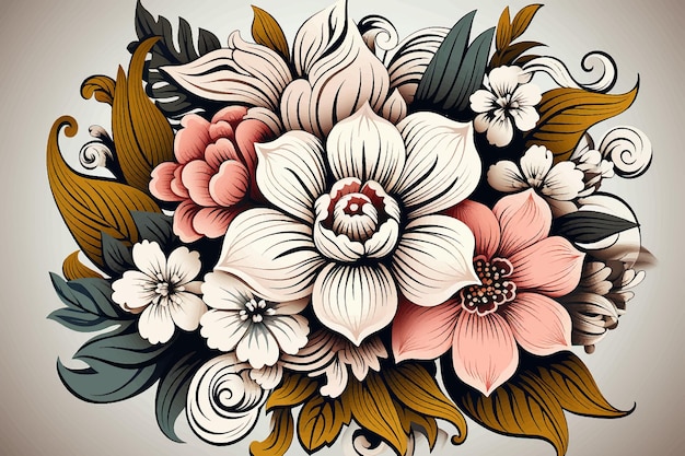 꽃 수채화 일러스트 매뉴얼 구성커버 원단 포장지 디자인