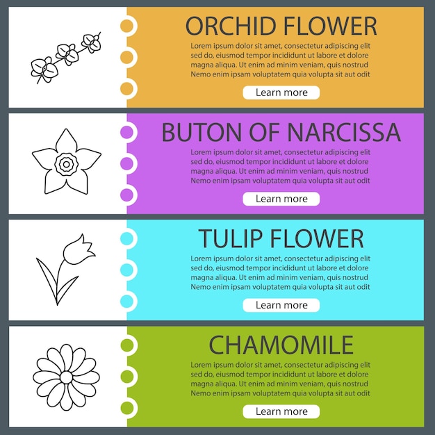 Flowers web banner templates set