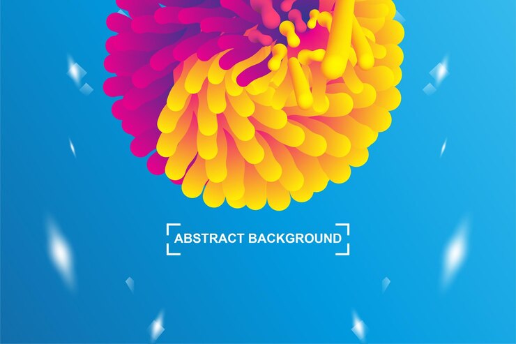 Vector flowershaped liquid background with a combination of blue yellow and purple colors