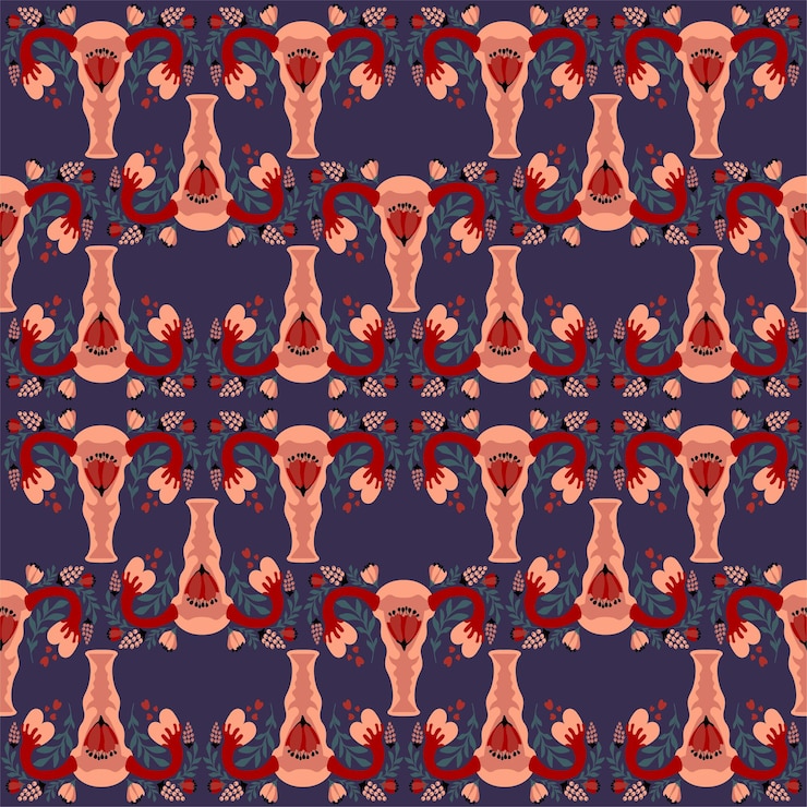 Vector flowery female reproductive pattern
