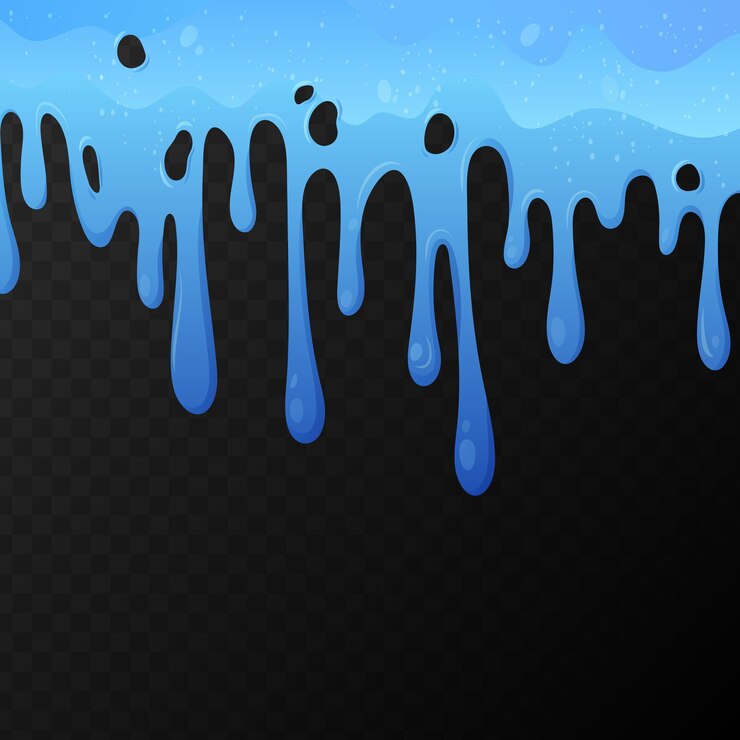 Vector flowing blue sticky liquid. slime drips and flowing. isolated slime. vector illustration.