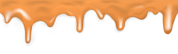 Vector flowing caramel on white background template vector