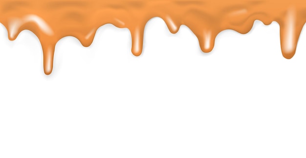 Vector flowing caramel on white background template vector