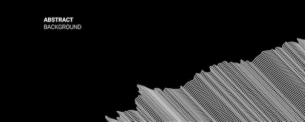 Flowing dots deeltjes golfpatroon halftone curve vorm geïsoleerd op zwarte achtergrond vector in con