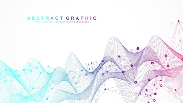 Fondo astratto geometrico che scorre con linee e punti collegati