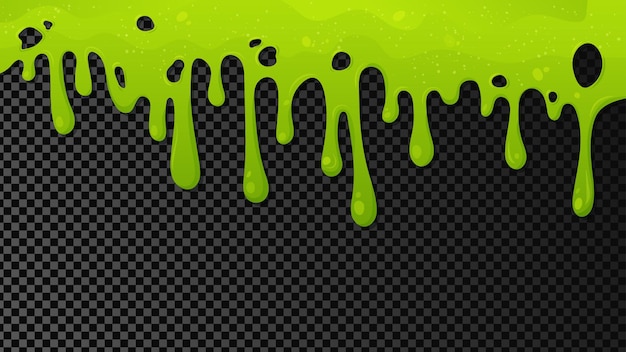 Liquido appiccicoso verde che scorre. la melma gocciola e scorre. melma isolata. illustrazione vettoriale.