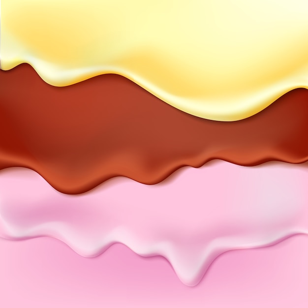 Vector flowing layered glaze on sweet food background abstractxamelt icing ice cream editable  easy change colors