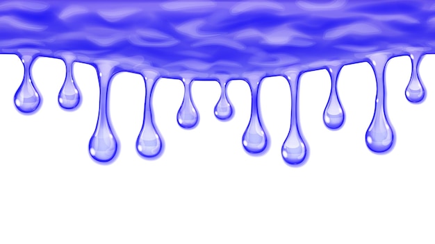 ベクトル 白い背景の上の青い色のシームレスな繰り返し可能な不透明なドロップを流したりぶら下げたりする
