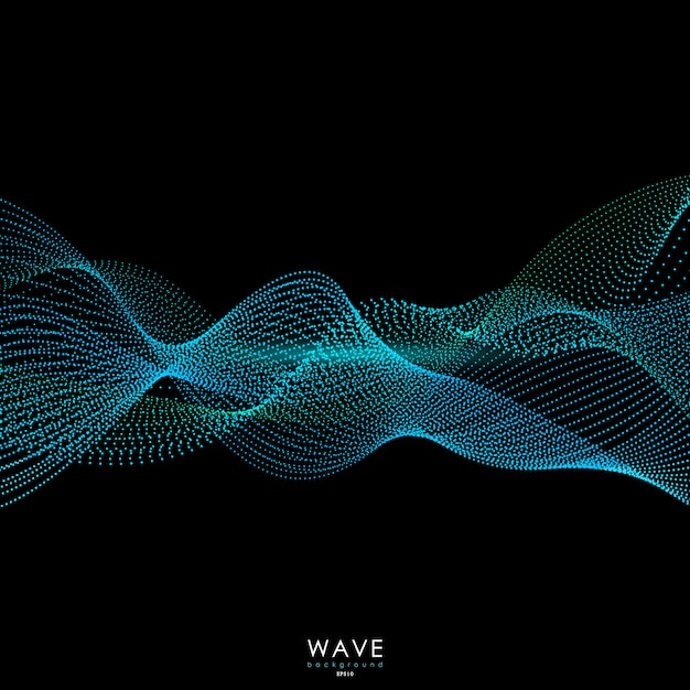 Vector flowing particle waves background.