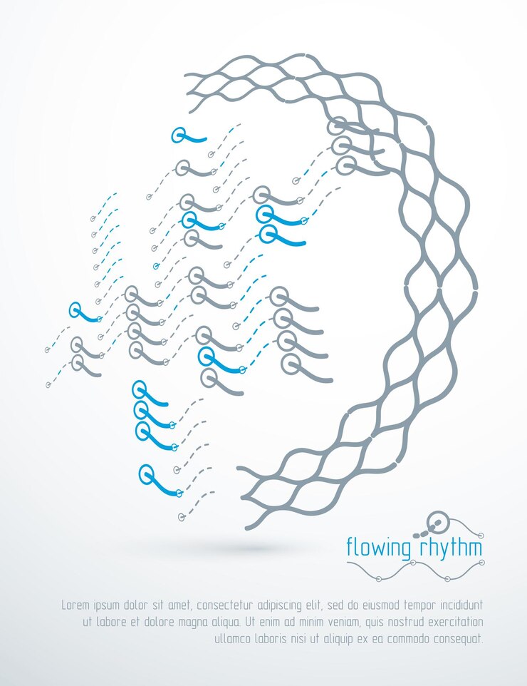 Vector flowing rhythm, abstract wave lines vector background for use as advertising poster or banner design.