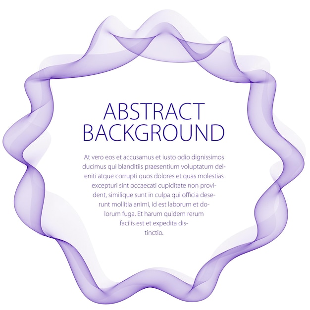원 모양으로 흐르는 부드러운 선형 프레임. 텍스트 복사 공간이 있는 벡터 추상 예술적 아름다운 배경. 흰색 배경 위에 격리.