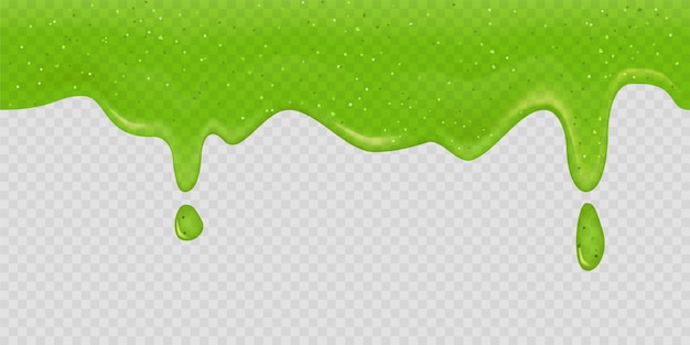 Vector flowing transparent green slime with sparkles