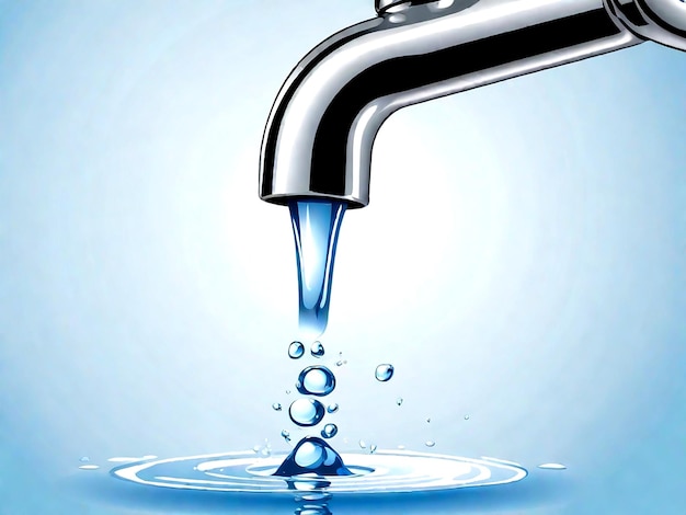 Vector flowing water from faucet vector illustration design template ai_generated