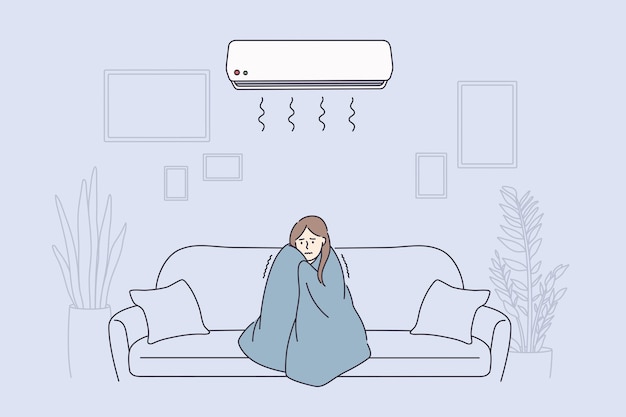 Vector flu fever feeling cold concept