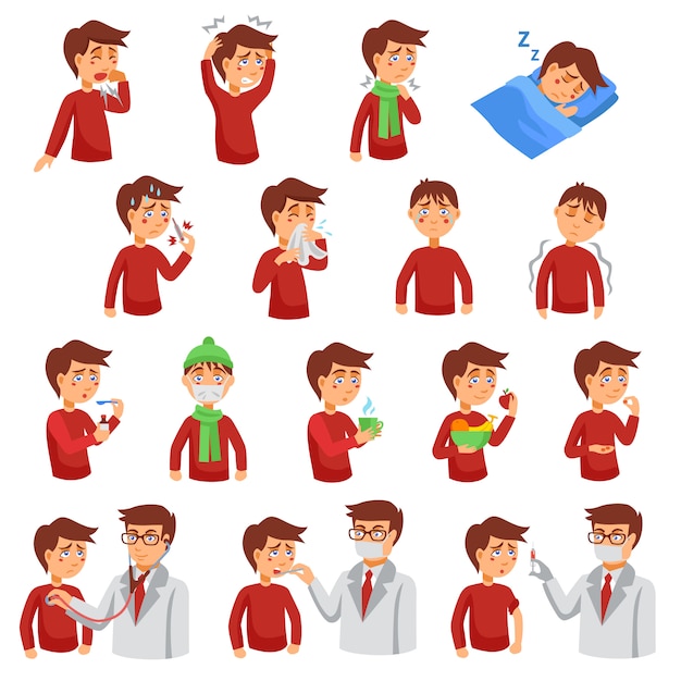 Vector flu illness character set