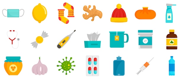 Flu sick icon set