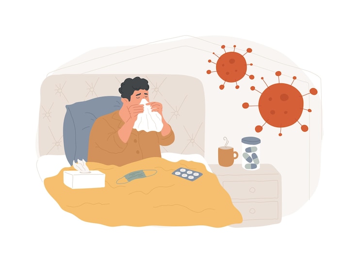 Vector flu treatment isolated concept vector illustration