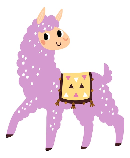 Fluffy alpaca animal Cute cozy llama character