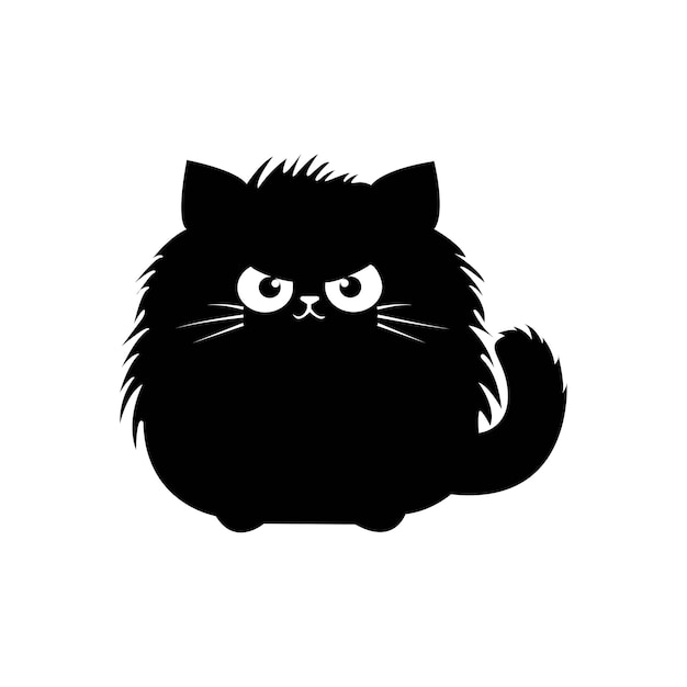 Vector fluffy black cat design