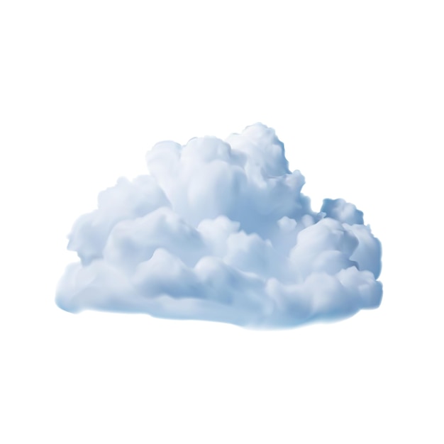 Vector fluffy cloud overcast cloudscape air cumulus meteorology weather 3d icon realistic vector