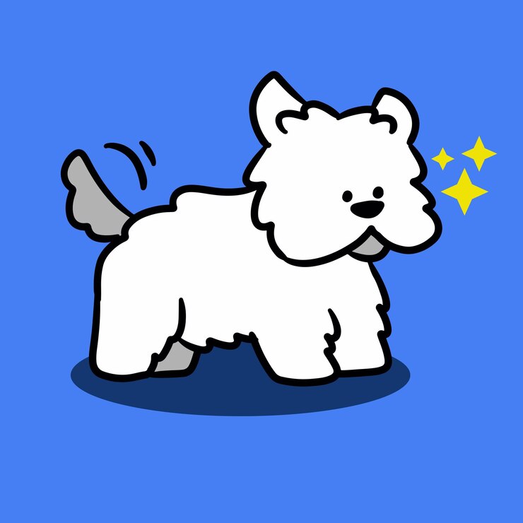 fluffy cute dog happy to see owner doodle illustration