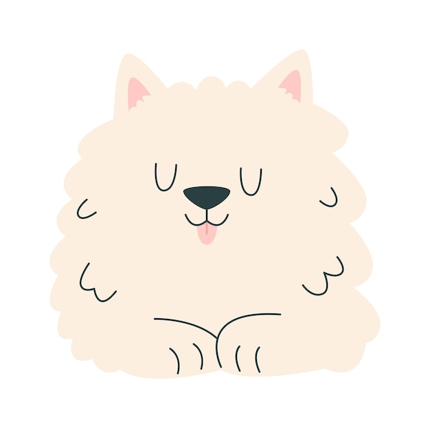 Vector fluffy dog lying