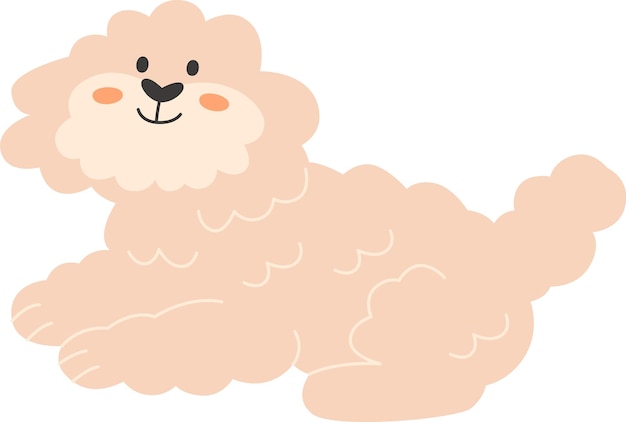 Vector fluffy dog lying