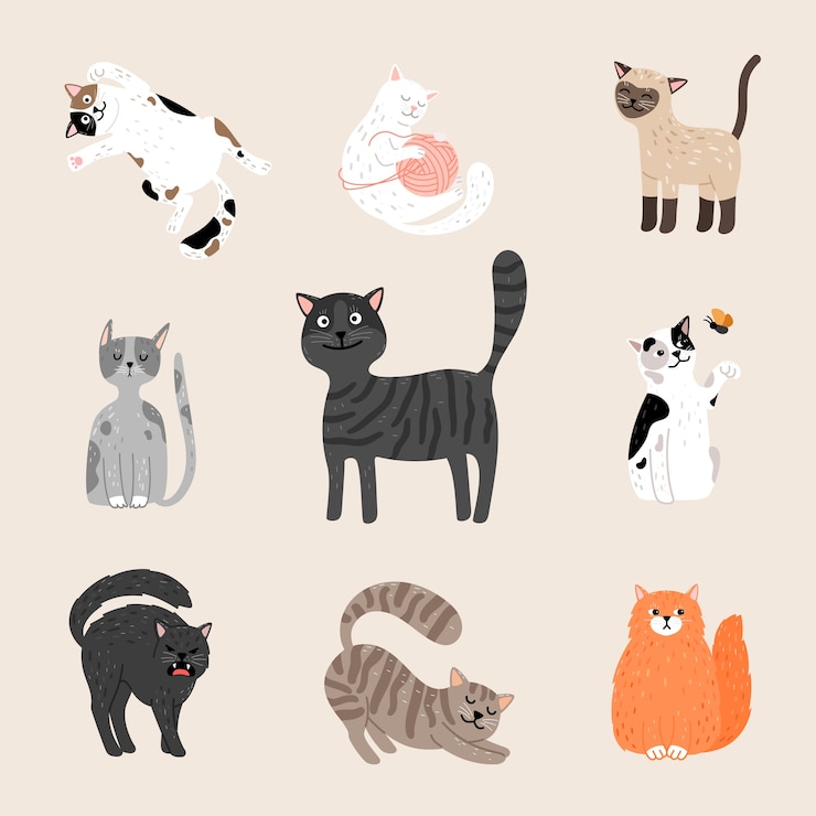Vector 무성한 재미있는 고양이.