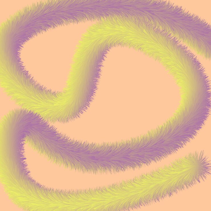 Vector fluffy and furry 3d color flow abstract background