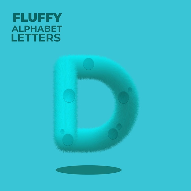 Vector fluffy gradient english alphabet letter d